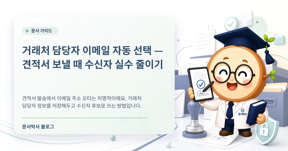 거래처 담당자 이메일 선택으로 견적서 발송 실수를 줄이는 방법 배너